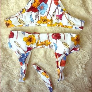 Bright floral thong bikini